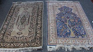 2 Finely Woven Silk rugs.