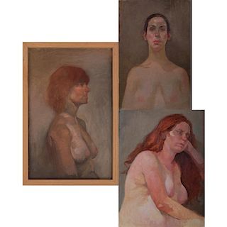 Herbert Steinberg (1928-1987) Three Female Nude Studies, Oil on canvas and board,