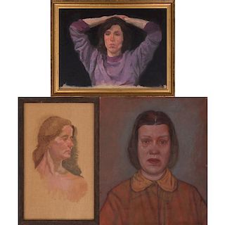 Herbert Steinberg (1928-1987) Three Female Portrait Studies, Oil on canvas and board,
