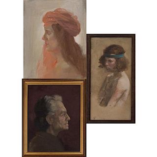Herbert Steinberg (1928-1987) Three Female Portrait Studies, Oil on canvas and canvas on board,