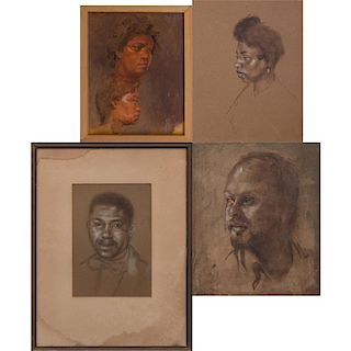 Herbert Steinberg (1928-1987) A Group of Four Portrait Studies, Oil on canvas and paper,