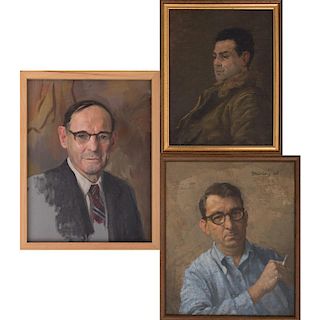 Herbert Steinberg (1928-1987) Three Male Portrait Studies, Oil on canvas and canvas on board,