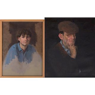 Herbert Steinberg (1928-1987) Two Male Portrait Studies, Oil on canvas,