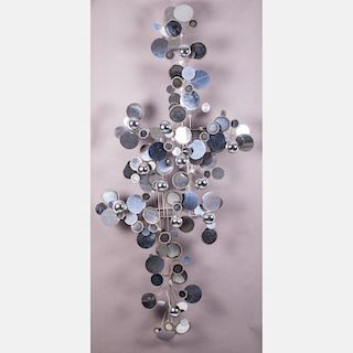 Curtis Jere (20th Century) Raindrops, Chromed metal wall sculpture,