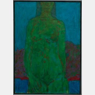 William Schock (1913-1976) Green Nude, Oil on canvas,