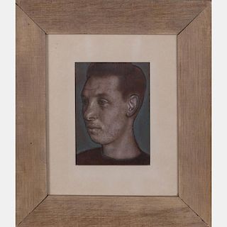 Herbert Steinberg (1928-1987) Portrait of a Young Man, Oil on paper,