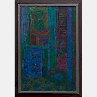 William Schock (1913-1976) H's Corner, Oil on canvas,