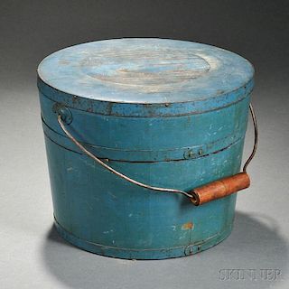 Blue-painted Pine Covered Bucket