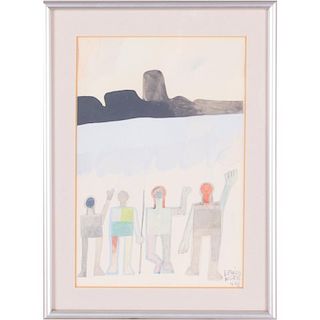 Benicio Nuñez (1924-1992) Figures in a Landscape, Watercolor on paper,