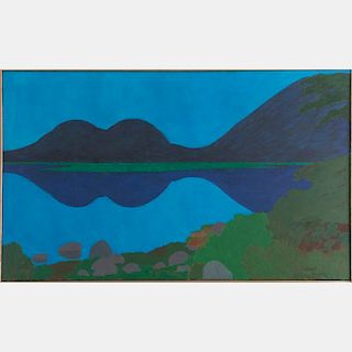 William Schock (1913-1976) Mountain Lake, Oil on canvas,