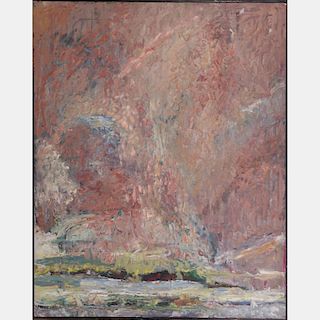 Elmer Day, Jr. (20th Century) Autumn Sky, Oil on masonite,