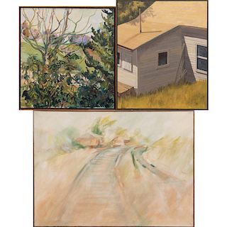 A Group of Three Oil on Canvas Works by Various Artists, 20th Century,