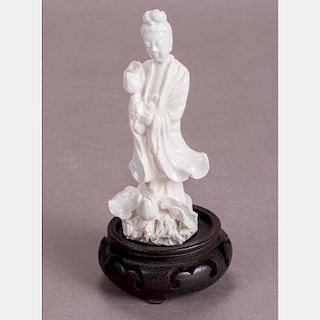 A Chinese Blanc de Chine Porcelain Figure of Guanyin,