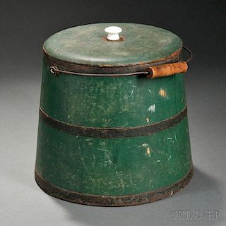 Green-painted Pine Covered Bucket