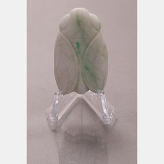 A Chinese Carved White Jade Cicada.