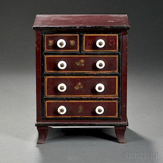 Paint-decorated Miniature Chest of Five Drawers