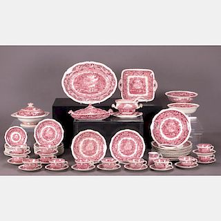 A Partial Mason's Ironstone China Service for Twelve in the Red Vista Pattern, 19th/20th Century,