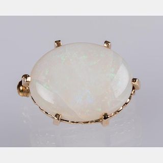 A 14kt. Yellow Gold and Opal Brooch,