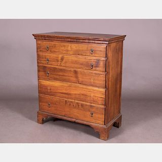An American Stained Pine Chest of Drawers, 18th Century,