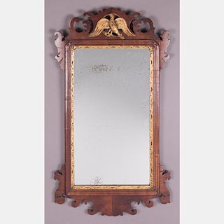 A Chippendale Style Carved Mahogany Mirror, 19th Century.