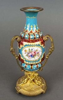 19th C. French Enamel Figural Vase