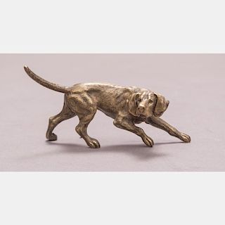 A Continental Bronze Figure of a Hunting Dog, 19th Century.