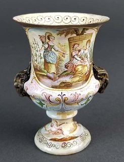 Austrian Viennese Enamel Vase on Silver
