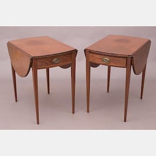 A Pair of Henredon Mahogany Pembroke Tables, 20th Century.