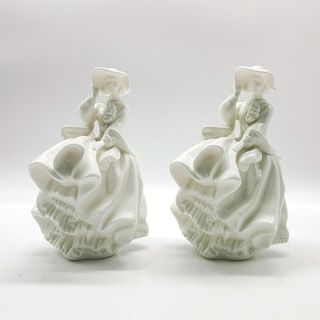 2 Vintage Blanc De Chine Porcelain Figurines Ladies