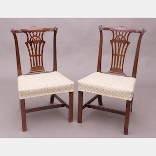 A Pair of Chippendale Mahogany Side Chairs, 18th Century.