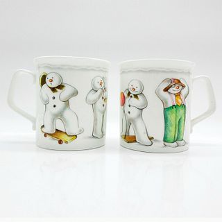 2pc Royal Doulton Mug Cups, Playful Snowman