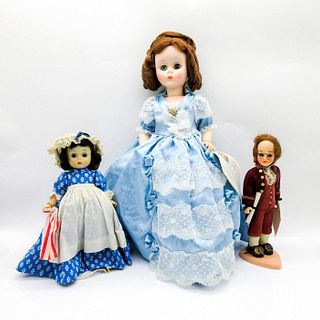 3pc Historical Dolls, Sarah Polk, Betsy Ross, Ben Franklin