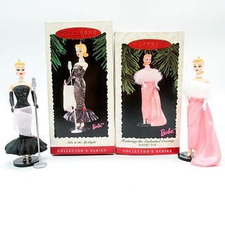2pc Hallmark Keepsake Barbie Ornaments, Glamour and Fashion