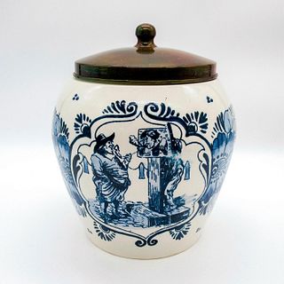 Delfts Holland Lidded Porcelain Jar, Rossem's Toeback