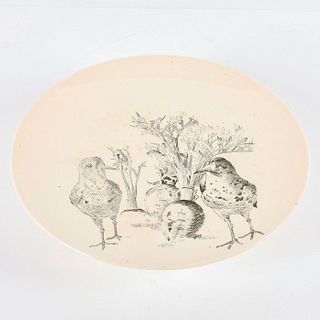 Doulton Burslem Footed Plate, Birds and Carrots