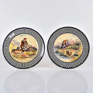 2pc Royal Doulton Rack Plates, Hunting Dogs D3695