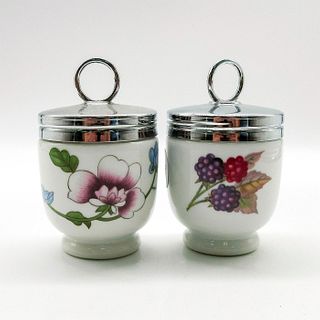2 Vintage Royal Worcester Floral Porcelain Egg Coddlers Pair