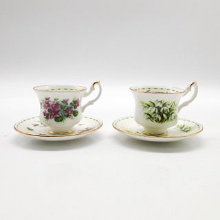 2 Sets of Vintage Miniature Royal Albert Tea Cups w Saucers