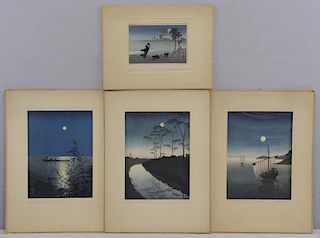 Lot of 4 Signed 20th C. Japanese Woodblock Prints.