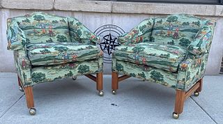 Pair Upholstered Golf Club Chairs