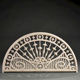White-painted, Turned, and Carved Wooden Architectural Fan Light