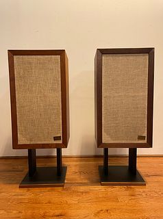 Pair Vintage Mid Century AR3a Speakers with Stands 