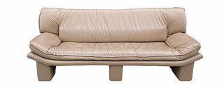 Postmodern Italian Beige Leather Sofa
