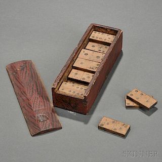 Paint-decorated Box of Dominoes
