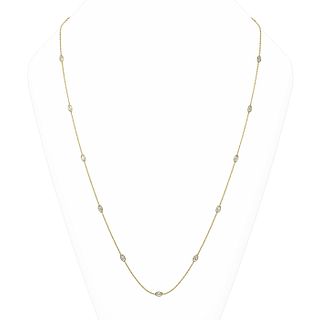 4.25 ctw Marquise Diamond Station 32 Inch Necklace 18K Yellow Gold