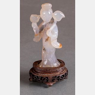 A Chinese Agate Figure of Guanyin