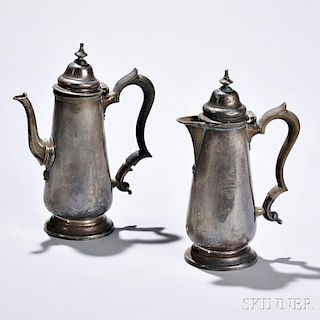 Two Pieces George V Sterling Silver Teaware, London, 1924-25, Goldsmiths & Silversmiths Co. Ltd., maker, coffeepot and hot water jug, e