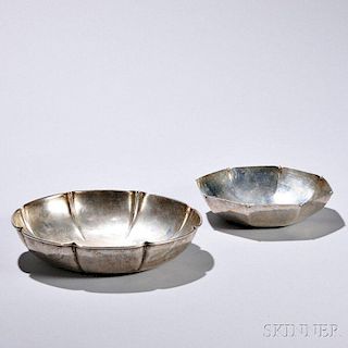 Two Pieces of Arts and Crafts Sterling Silver Hollowware, Chicago, early to mid-20th century, each monogrammed, a Cellini Craft Co. pan