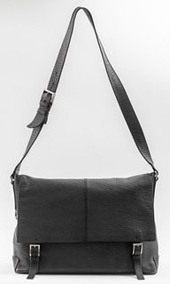 Vintage Prada Saffiano Black Leather Messenger Bag
