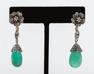 Antique Georgian Emerald Diamond Earrings